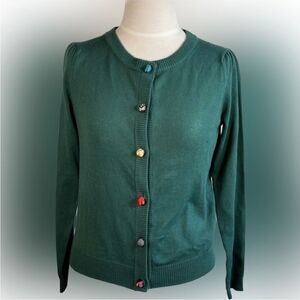 Modcloth rare green cardigan Size S diff buttons